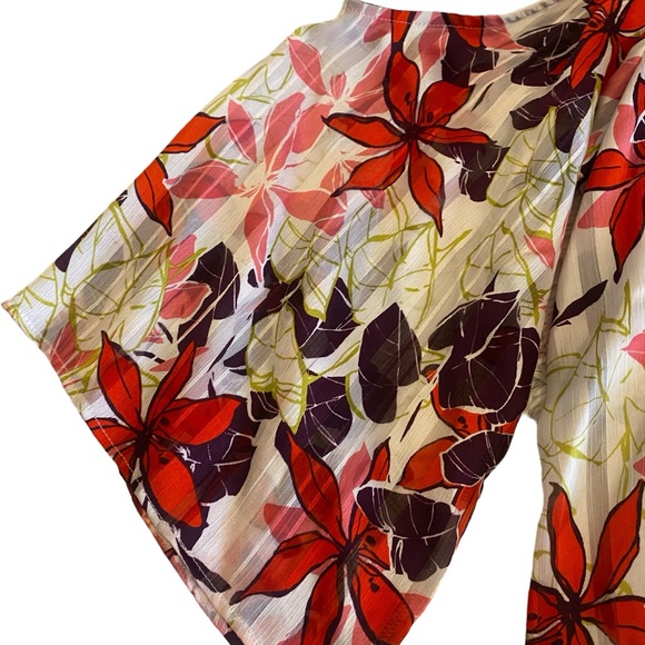 Women’s cold shoulder 3/4 sleeve floral print top by bold Elements NWT size L - Picture 8 of 10